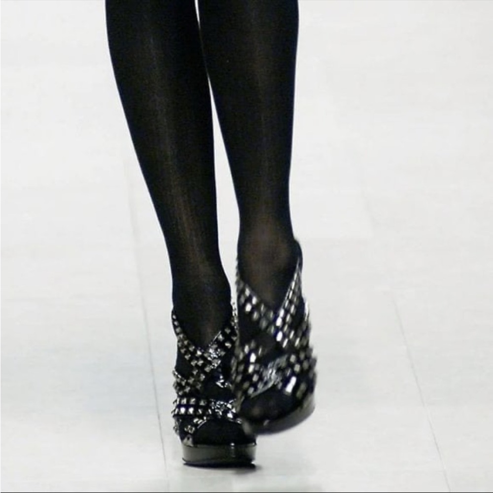 Burberry Black Studded Patent Leather High Heel Sandals - Picture 9 of 9